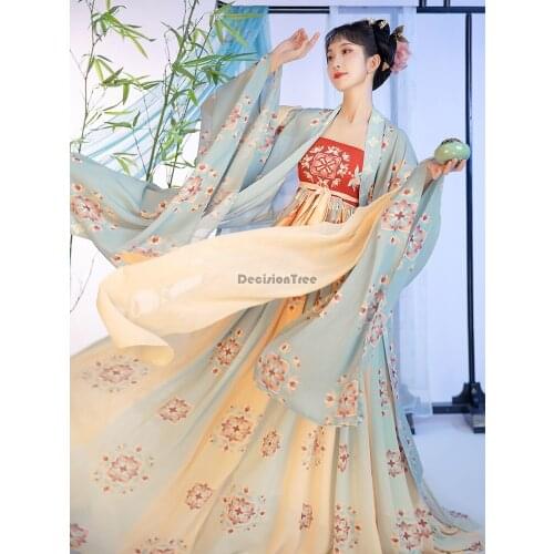 2021 female festival outfits folk dance hanfu women vintage retro fairy chinese traditional dress traditional folk dance dress