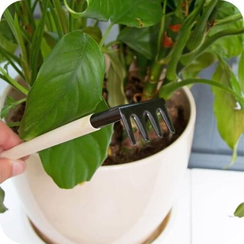 3 Pcs Mini Spade Shovel Harrow Flowerpot Tools Portable Potted Plants Maintenance Wooden Handle Plant Shovels Garden Hand Tools
