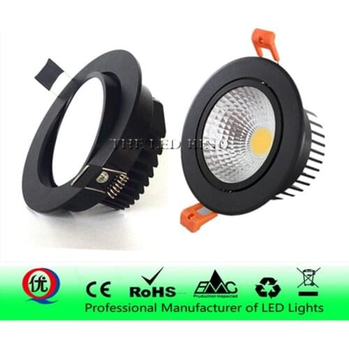 3W 5W 7W 9W 12W COB Dimmable LED Downlight 85-265V Recessed LED Spot Light Ceiling Lamp Light for Indoor Lighting black body