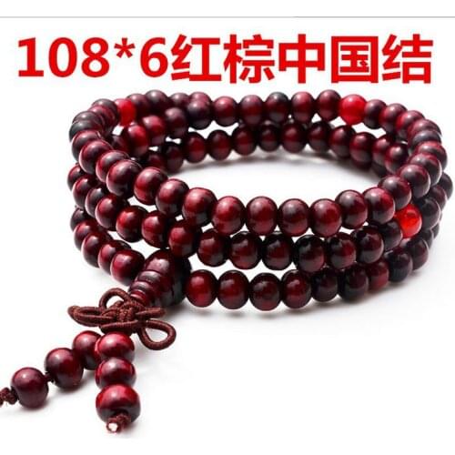 8mm Tibetan Buddhism 108 Red wood Prayer Bead Mala Necklace