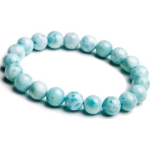 9mm Natural Genuine Blue White Larimar Stretch Bracelets For Women Femme Charm Round Beads Jewelry Just One