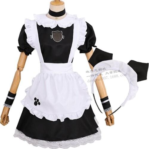 Anime Outfit cosplay maid restaurant maid cat girl costume anime costume maid costume Lovely Kawaii Midi Dress Clothes