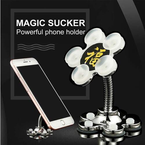 Magic Suction Cup Bracket Car Phone Holder, New Car Mobile Navigation Bracket Desktop Magic Sucker 360 Universal Phone Holder