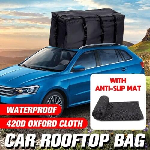 47.2X20X20 Inch Car Roof Rack Bag, 420D Oxford Cloth Roof Luggage Storage Box Waterproof Travel Bag with Anti-Slip Mat