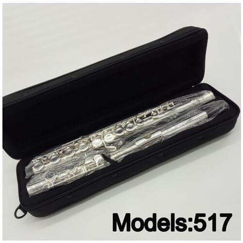 Free Shipping Flute 517 Silver Plated Professional Flute Instrument Intermediate Student Flutes C Leg 16 Holes Closed E Key