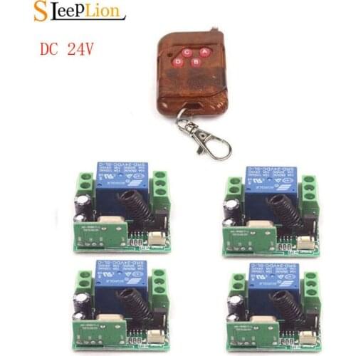 Sleeplion 24V Wireless Remote Control Switches 433mhz/315MHz Module 4-button RF Controls Light Door Motor 24V ON/OFF Board