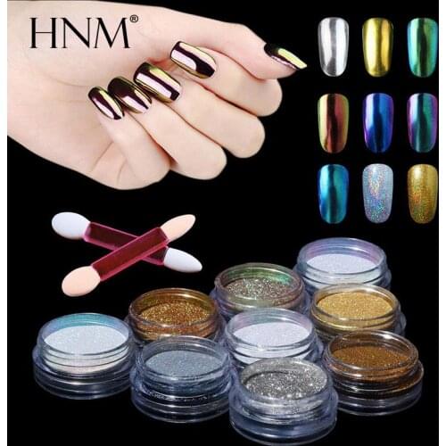 HNM 1G Shinning Magic Mirror Chrome Glitter Powder Metallic Nail Powder Spangles for Nails Sequins Nail Art DIY Pigment Glitters