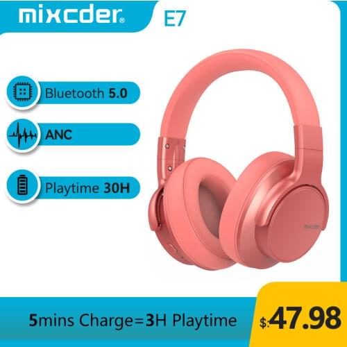Mixcder E7 Active Noise Cancelling Bluetooth Headphones 5.0 25 Hours Play time Fast Charge with Mic Stereo Wireless Headphone