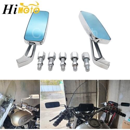 Motorcycle Rectangle Rear View Side Mirrors Universal 8mm 10mm For Harley Honda Yamaha Suzuki Kawasaki Cruiser Chopper Bobber