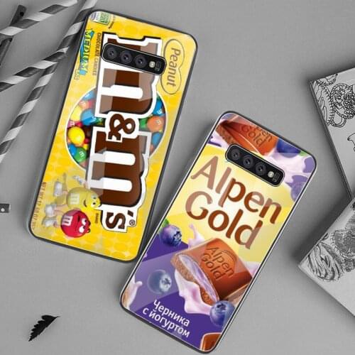 Chocolate Candy Heart Pattern Phone Case Tempered Glass For Samsung S20 Plus S7 S8 S9 S10 Plus Note 8 9 10 Plus