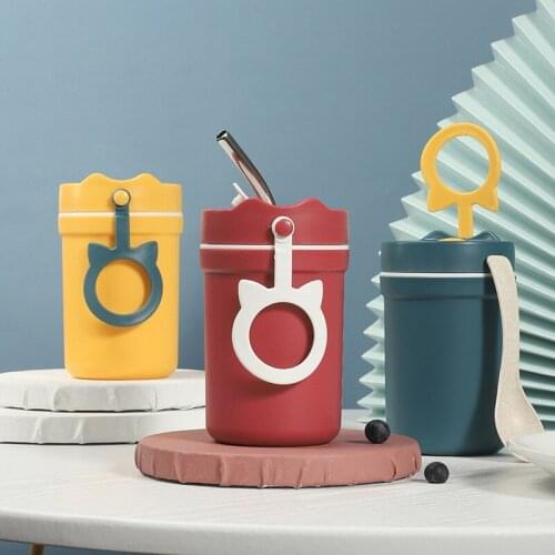 Leakproof Insulation Portable Travel Cup Double Layer Sealed Coffee Mugs Milk Cup With Water Lid Food Container