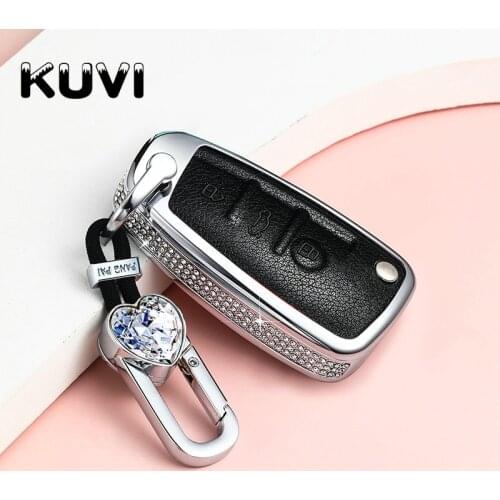 Car Key Cover Leather Key Case Fob Shell For AUDI A1 A4 A3 A6 TT Q3 Q7 S3 women Luxury Protection Holder Car-Styling