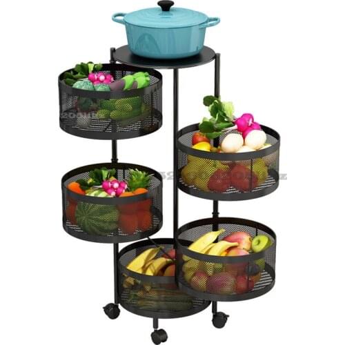 Kitchen Vegetable Shelving Multi-layer Floor Round Rotating Vegetable Basket Fruit Storage Basket for Household Items