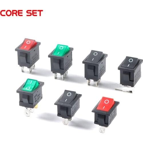 5Pcs KCD1 Rocker Switch Black White Red Green LED 2/3/4/6 Pin 2 Gear 3 Gear ON OFF ON 10A 6A Straight Pins Curved Pins KCD1-101