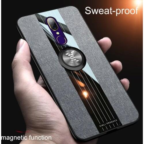 Magnetic Shockproof Back Cover for OPPO F11 A9X A9 2019 Silicone TPU Mobile Phone Case Cloth Stand Ring Holder OPPOA9 X Housing