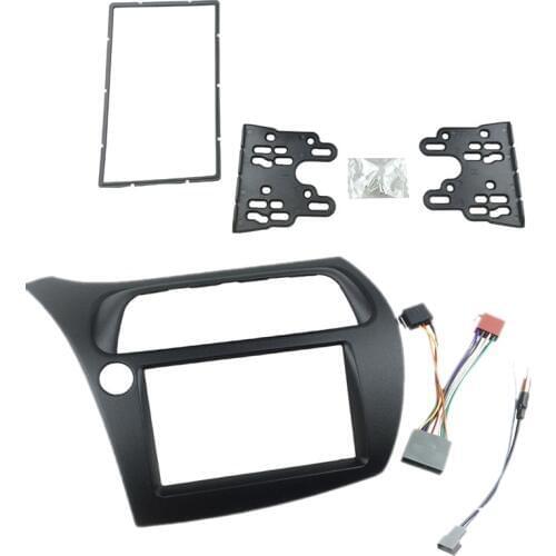 For Honda Civic Double Din Fascia Radio Dvd Stereo Cd Panel Dash Mounting Installation Trim Kit Face Frame Bezel with Wire Harne