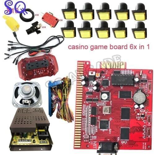 6X in 1 Casino Game Kit Multigame Slot Motherboard 36pin Jamma Cable 33mm LED Push Button Building Gambling Machine SQ Arcade