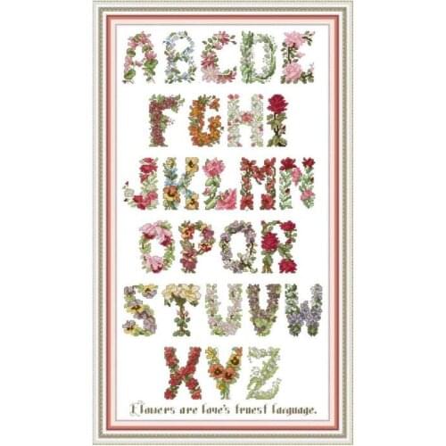 Letter - Flower Cross Stitch Flowers Patterns DIY Embroidery Kits Cotton Thread Painting DMC Needlework Sets Cross Stitch Kits