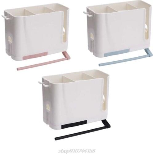 Wall Mounted Cutlery Drainer Rack with Drip Tray Towel Bar Utensils Organizer Spoon Fork Chopsticks Holder Caddy J21 21 Dropship