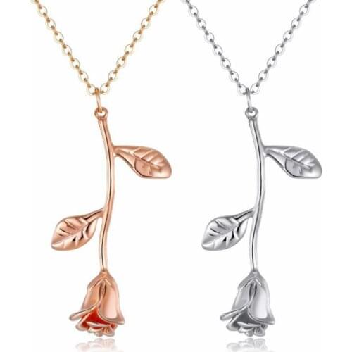 New Jewelry Rose Pendant Necklace Simple Fashion Statement Wholesale Witcher Necklace Women Chain Choker