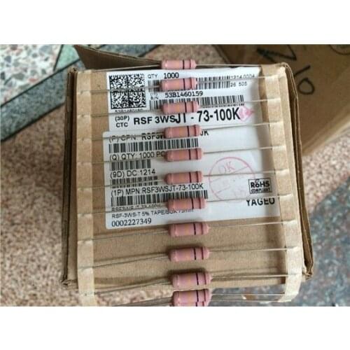 Original new 100% RSF3WSJT-73-100K 3W 5% oxide film color ring copper foot resistance (Inductor)