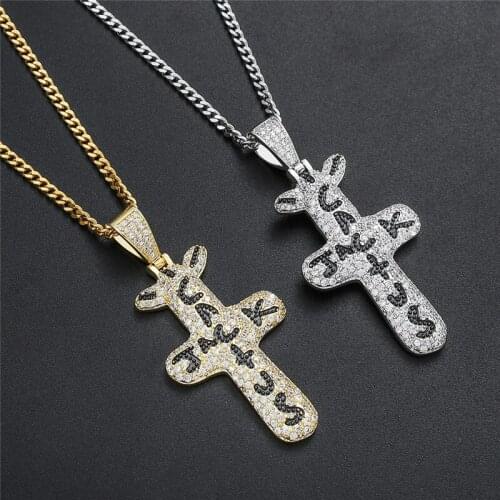 Iced Out Cactus Jack Pendant &Necklace Pave Cubic Zircon Cross Charm Hip Hop Designer Jewelry For Men Women Best Gift