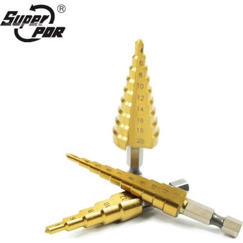 PDR Tool 3pcs HSS Step Drill Bit Metal 3-12mm 4-12mm 4-20mm High Speed Steel Metal Drilling Stepped Reaming Drill Hand Tools