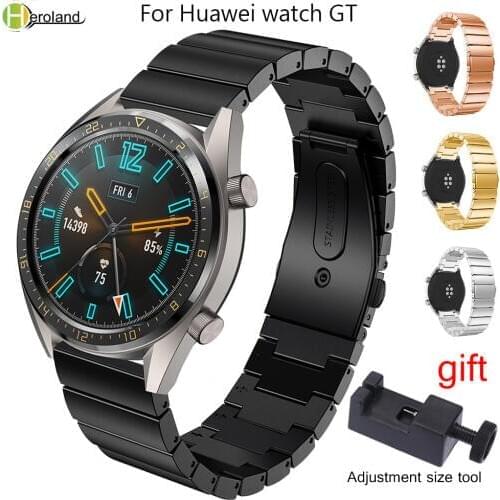 22mm Watch Strap Stainless Steel for Huawei Watch GT/gt2 42mm 46mm active /honor magic Quick Release Watchband Wristband +Tool