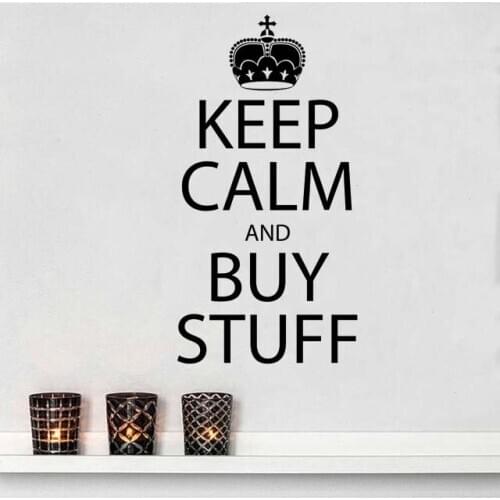 Keep Calm And Buy Stuff Quote Wall Sticker Decal World of Wall Stickers Wall Decal Removable DK-212