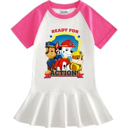 PAW PATROL New 2021 Princess Party Girls Dresses Summer Cotton Kids Clothing Fashion Hot Selling Childrens Dress Tops Girls
