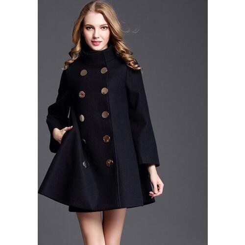 Wool Coats Woman Winter 2019 Autumn Korean Clothes Outerwear Double-Breasted Midi Long Women Blend Coat England Overcoat AA5018