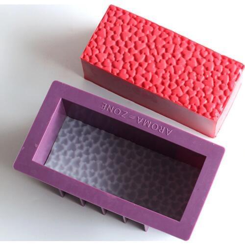 Nicole Silicone Soap Mold Handmade Rectangle Loaf Mould with Embossed Flower Mat 3 Patterns are Optional