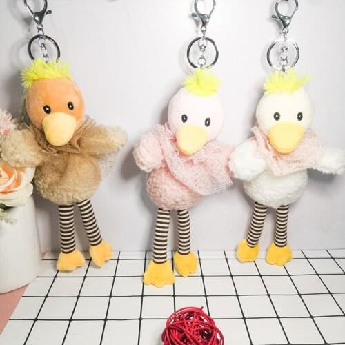 Pretty New creative plush Dumb duck Keychain funny Pendant Duckling Doll Creative Bag decoration 18cm christmase wedding gift