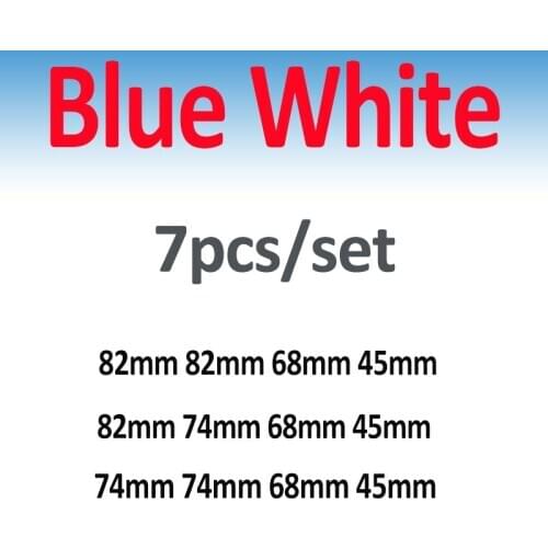 Blue White Label 7pcs Front Emblem Rear Cover 82mm 74mm 68mm Wheel Center Caps Steering SticKer 45mm PVC/Epoxy logo