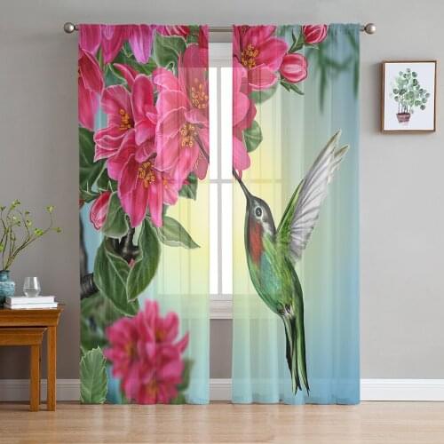 Flower Hummingbird Modern Curtain For Living Room Transparent Tulle Curtains Window Sheer For The Bedroom Accessories Decor