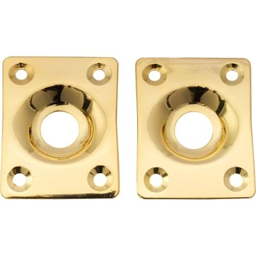 Musiclily Rectangle Guitar Jack Plate, Gold (2 Pieces)