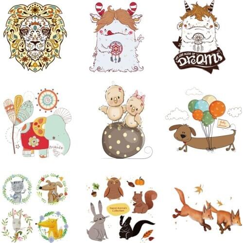 Iron-on Transfers for Clothing Patches for Clothes Animals Stickers Diy Cute Patch Flex Fusible Transfer Vinyl Adhesive Stripe A