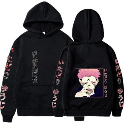 Gothic Style Men Hoodie Streetwear Harajuku Jujutsu Kaisen Print Hooded Tops Hoodies Spring Ladies Man Hoody Sweatshirt