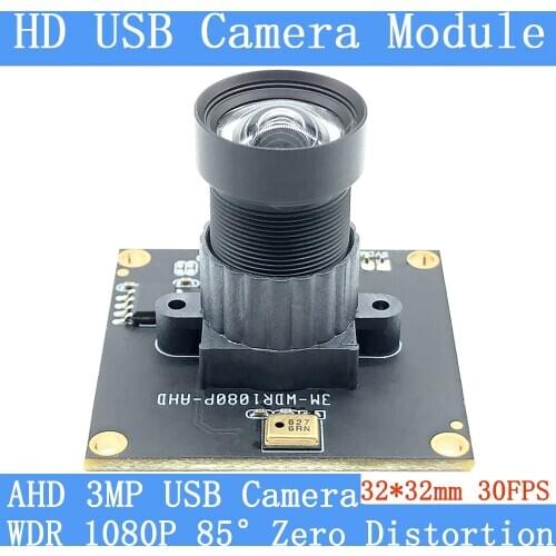 Plug Play Industry 1080P Full HD 95° Zero Distortion Webcam 3MP OTG UVC H264 Wide Dynamic 30FPS USB Camera Module Support Audio