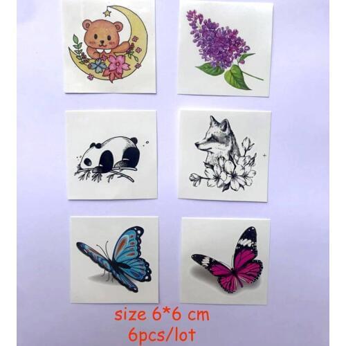 Waterproof Temporary Tattoo Sticker Lavender 3D Butterfly Wolf Tatto Flash Tatoo Hand Arm Back Tato Body Art for Girl Women Men