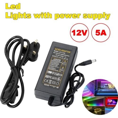 WENXING AC DC 12V 5A Power Supply Adapter Charger Transformer AC 220V to DC 12 Volts 12 V LED For 5050 LED Strip Light CCTV DVR