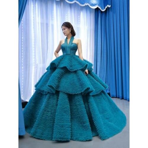 Halter Layered Cake Skirt Fashion High Quality Open Back Wedding Dresses For Woman Bridal Dresses