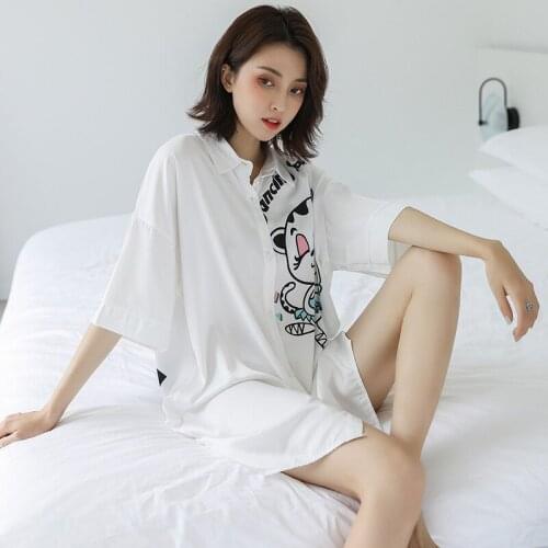 Women Brand Pajamas New Summer Popular Hot Sale Lovely Cat Shirt Women Home wear Nightdress Casual Fashion Cardigan Girl Pajamas