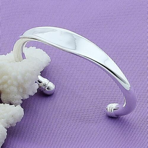 DOTEFFIL 925 Sterling Silver Smooth Bangle Bracelet For Woman Wedding Engagement Fashion Charm Party Jewelry
