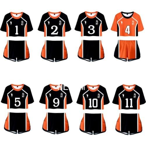 Anime Haikyuu Woman Cosplay Costume Competition Dedicated Cheerleading Exposed Navel Short-sleeved Shorts Summer Thin Section