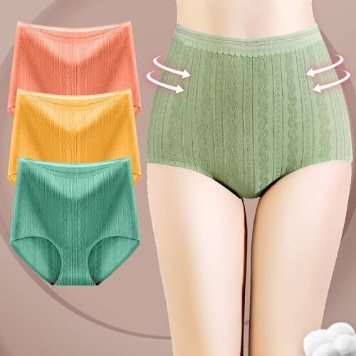 Female Seamless Breathable High Elastic Soft High-waist Warm palace Lace Womens Shaping Underwear Cotton Menstrual Panties