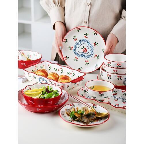 1PC Ceramic Dinner Plate Party Tableware Dessert plate Dishes kitchen Dinnerware Microwave Safe Dried fruit snacks bowl