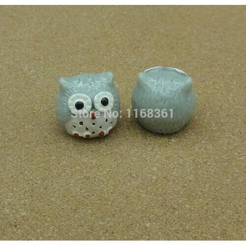1pcs/lot resin solid light gray color owl cartoon 20mm fairy garden gnome moss terrarium decor crafts bonsai home DIY A103-4