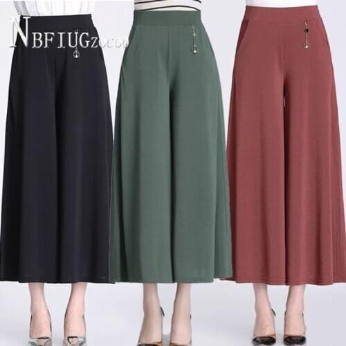 2020 Black High Waist Middle-aged Women Pants Summer Casual Easy To Match Female Trousers