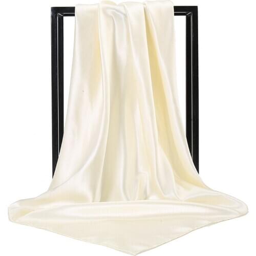 2021 Women 90*90cm Square Silk Scarves Muslim SatinHijab Scarf Plain Shawls and Wraps Chiffon Head Scarf Female Headband